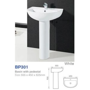 Bellari Lavamanos de pedestal 555x45x825cm blanco