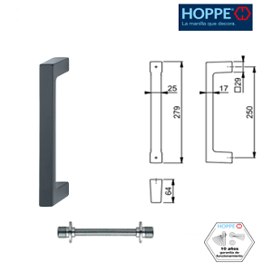 Hoppe Tirador para Puerta Corrediza Negro Mate