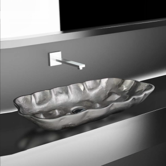 GLASS DESIGN REVERSE LAVAMANOS SILVER 46 X 13  CM
