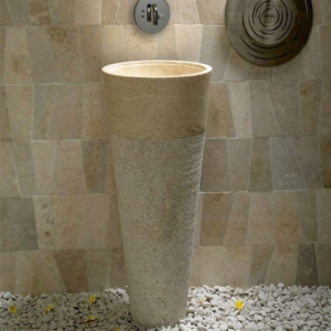 Bati Raja Lavamano De Pie Redondo 40X90Cm Beige Pulido