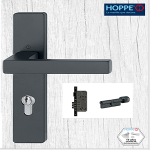 Hoppe Cerradura Puerta Principal Negro Mate